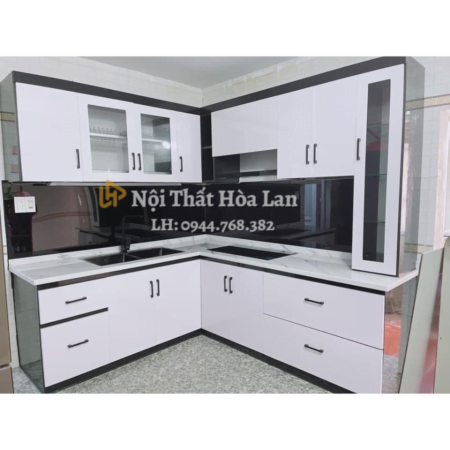 Tủ Bếp Nhựa Đài Loan Chữ L Nội Thất Hòa Lan 0944768382 TN04