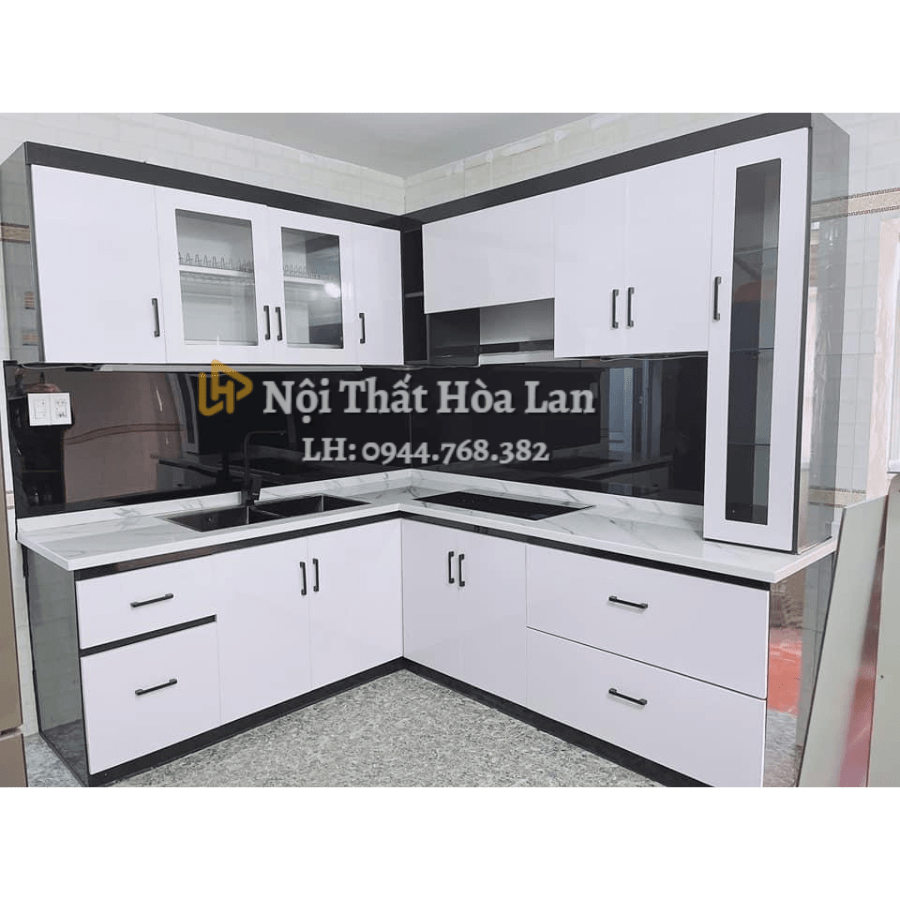 Tủ Bếp Nhựa Đài Loan Chữ L Nội Thất Hòa Lan 0944768382 TN04 Tủ Bếp Nhựa Đài Loan Chữ L Nội Thất Hòa Lan 0944768382 TN04