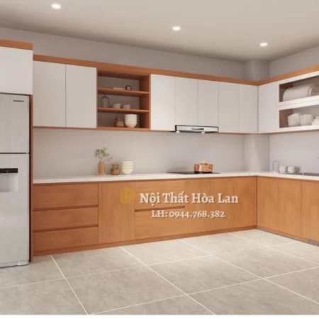 Tủ Bếp Nhựa Đài Loan Chữ L Nội Thất Hòa Lan 0944768382 TN06