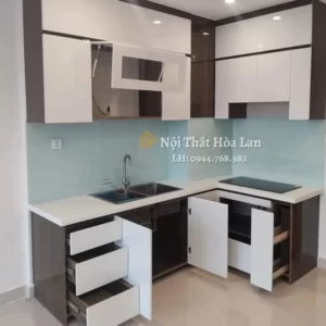 Tủ Bếp Nhựa Đài Loan Chữ L Nội Thất Hòa Lan 0944768382 TN07