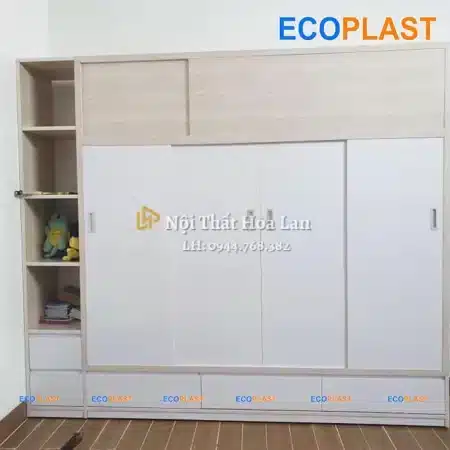 Tủ Nhựa Đài Lan Cánh Lùa Ecoplast 4 Cánh Nội Thất Hòa Lan 0944.768.382 4CL4HEC
