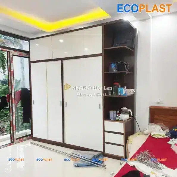 Tủ Nhựa Đài Lan Cánh Lùa Ecoplast 4 Cánh Nội Thất Hòa Lan 0944.768.382 4CL3NEC